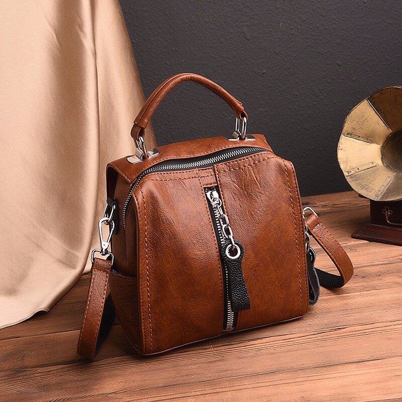 Vintage Casual Tassel Genuine Leather Travel Backpack-Handbags-Innovato Design-Black-Innovato Design