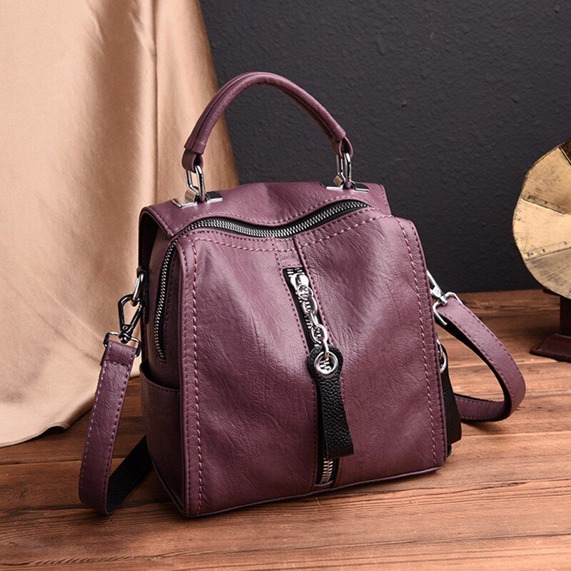 Vintage Casual Tassel Genuine Leather Travel Backpack-Handbags-Innovato Design-Black-Innovato Design