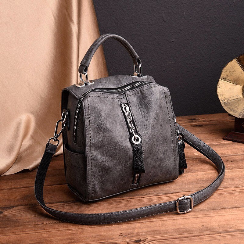 Vintage Casual Tassel Genuine Leather Travel Backpack-Handbags-Innovato Design-Black-Innovato Design