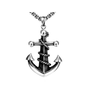 Silver Anchor 316L Stainless Steel Vintage Punk Pendant Necklace-Necklaces-Innovato Design-Innovato Design