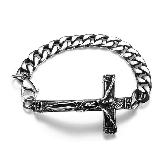 Jesus Religious Cross Chain Link Stainless Steel Fashion Punk Style Bracelet-Bracelets-Innovato Design-Innovato Design