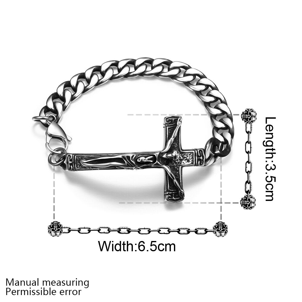 Jesus Religious Cross Chain Link Stainless Steel Fashion Punk Style Bracelet-Bracelets-Innovato Design-Innovato Design