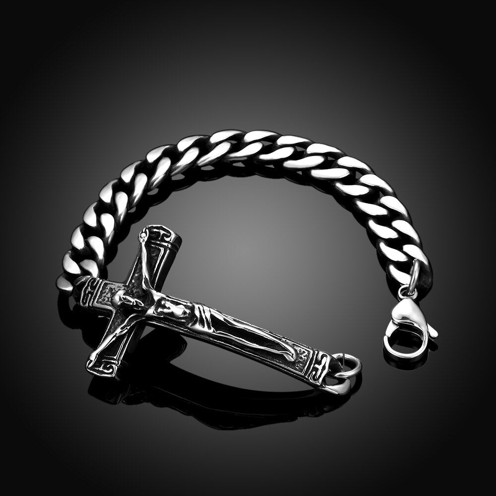 Jesus Religious Cross Chain Link Stainless Steel Fashion Punk Style Bracelet-Bracelets-Innovato Design-Innovato Design