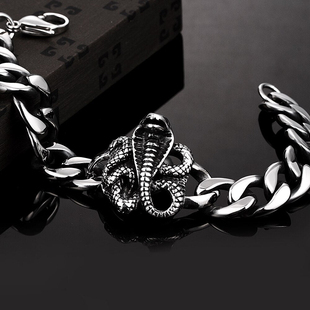 Creative Snake Design Link Chain Stainless Steel Classic Bracelet-Bracelets-Innovato Design-Innovato Design