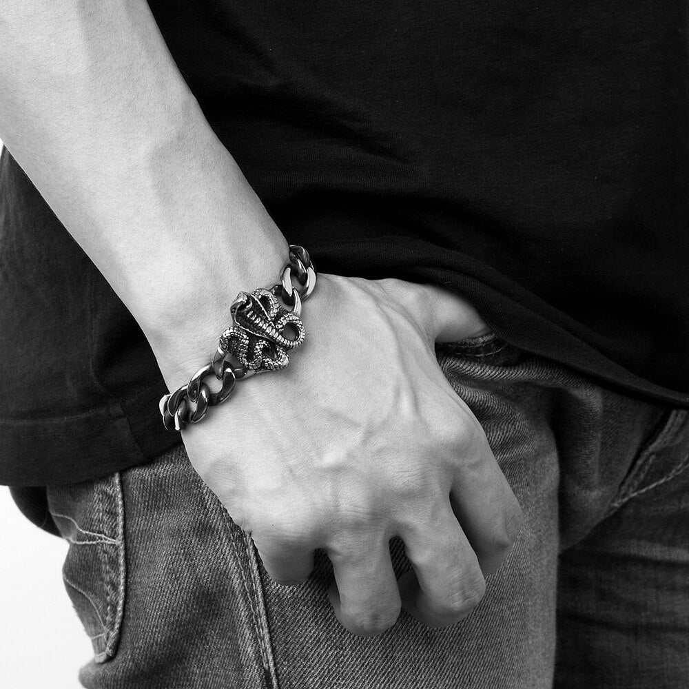 Creative Snake Design Link Chain Stainless Steel Classic Bracelet-Bracelets-Innovato Design-Innovato Design