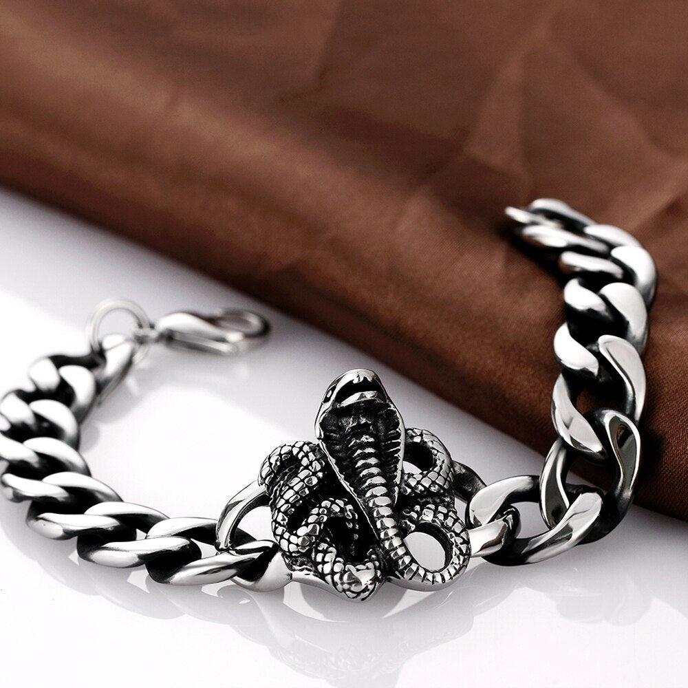 Creative Snake Design Link Chain Stainless Steel Classic Bracelet-Bracelets-Innovato Design-Innovato Design