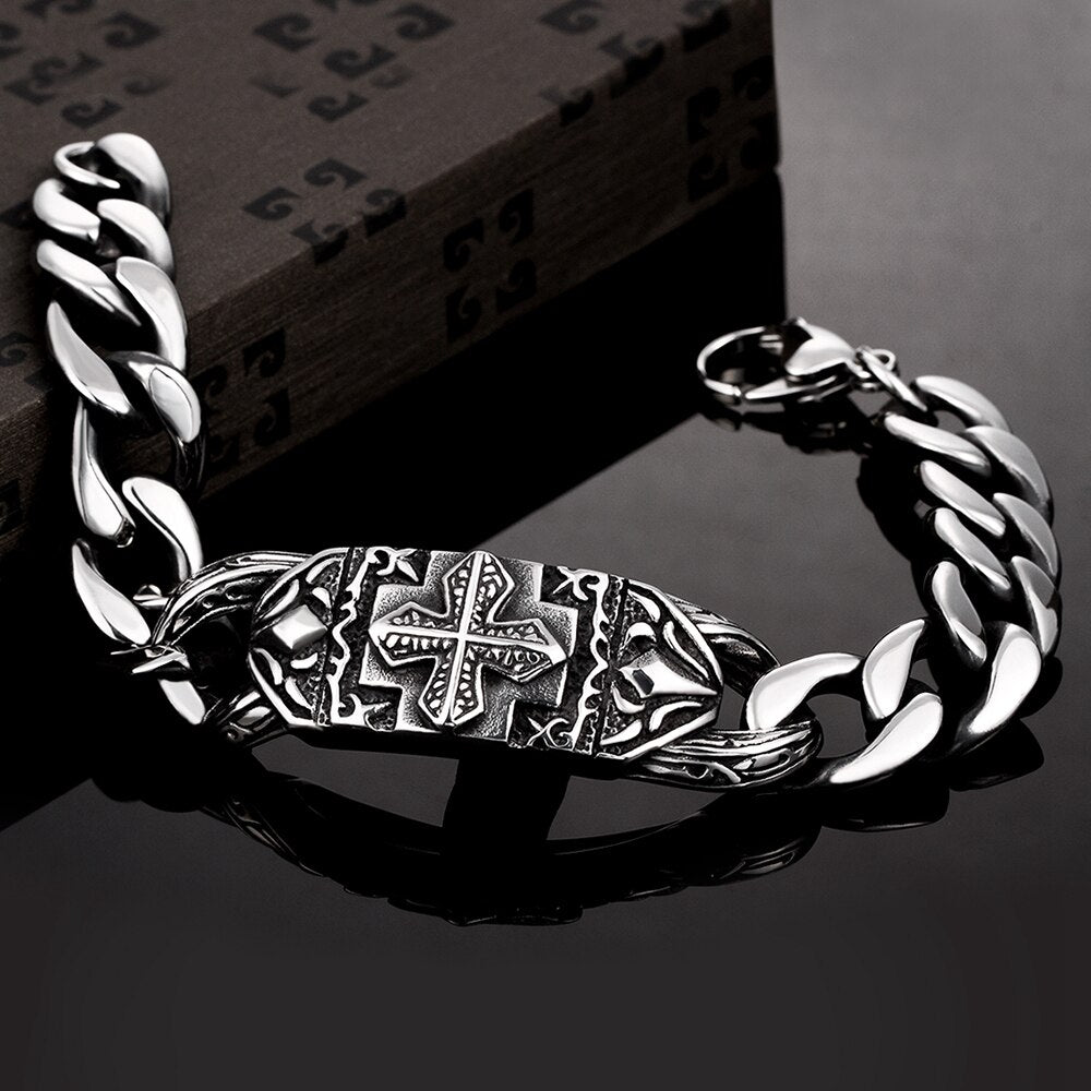 Cross Design Chain Link Stainless Steel Fashion Retro Bracelet-Bracelets-Innovato Design-Innovato Design