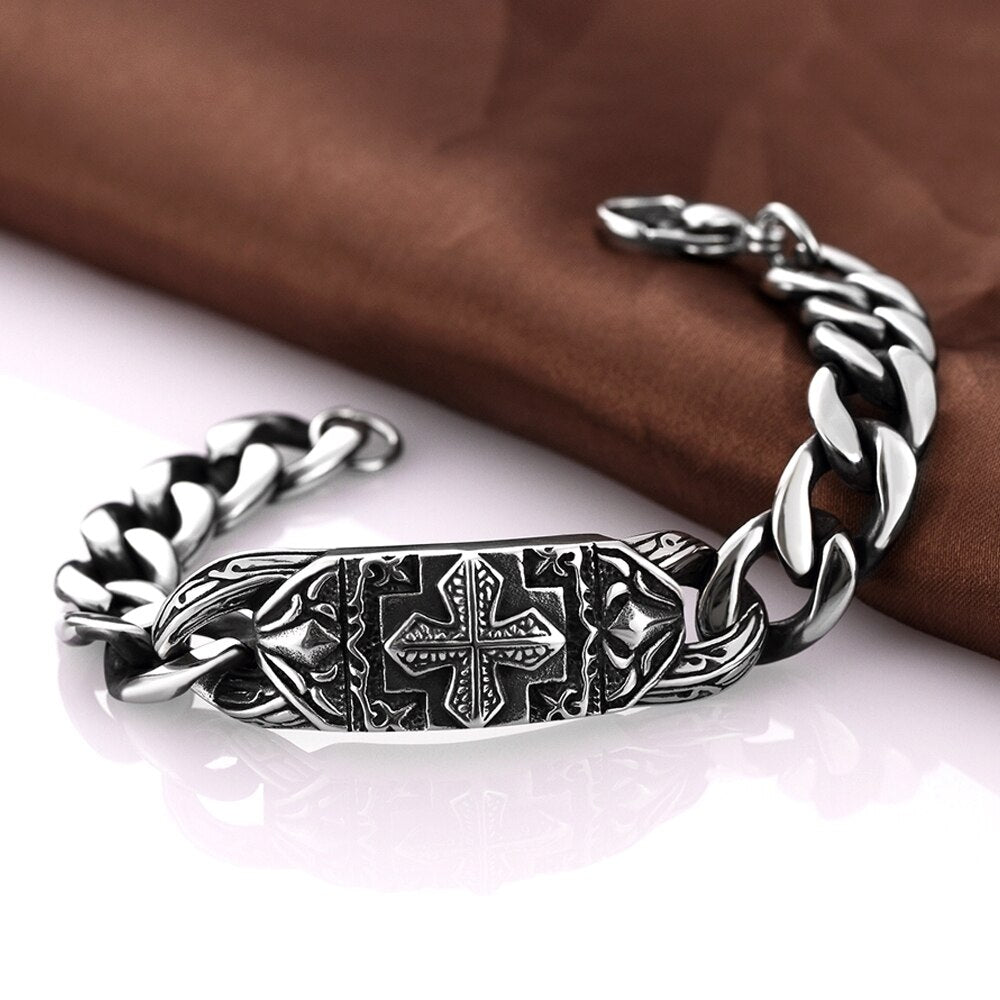 Cross Design Chain Link Stainless Steel Fashion Retro Bracelet-Bracelets-Innovato Design-Innovato Design