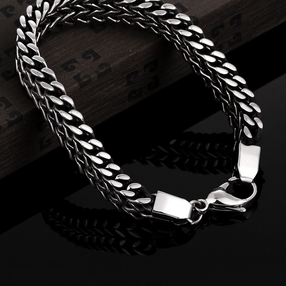 Double Layer Link Chain Stainless Steel Fashion Hip-Hop Bracelet-Bracelets-Innovato Design-Innovato Design