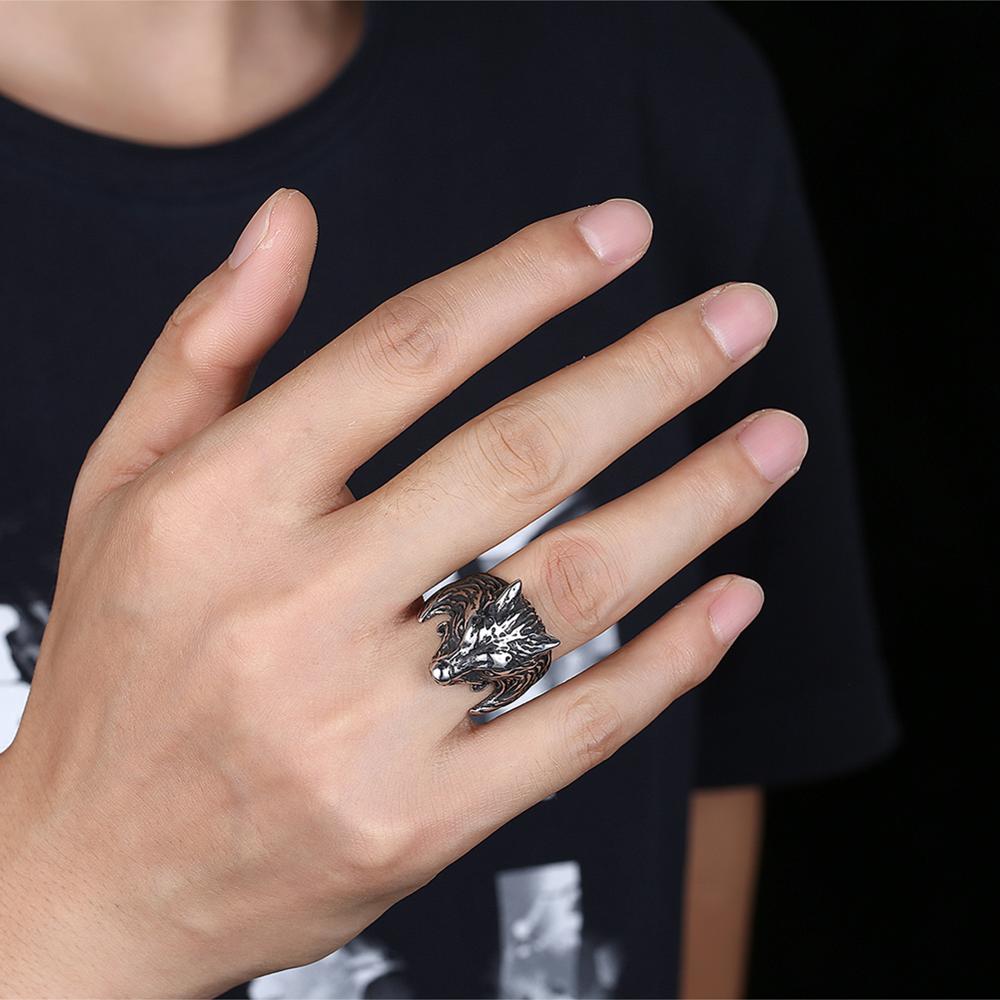 Creative Wolf Head Stainless Steel Classic Fashion Punk Ring-Rings-Innovato Design-8-Innovato Design