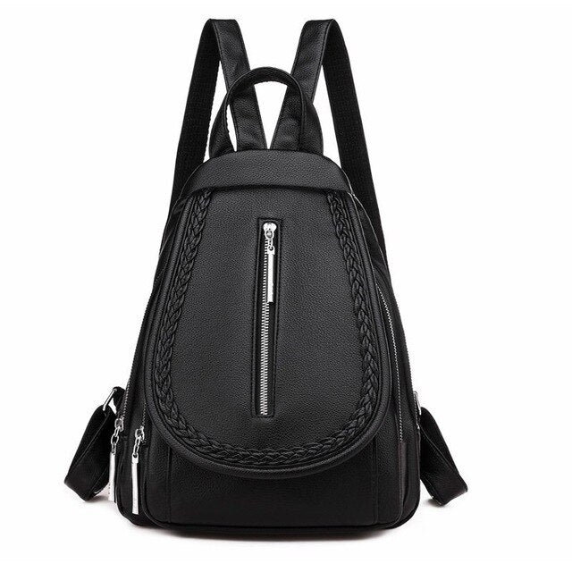 Black Leather School Bag and Backpack-Backpacks-Innovato Design-E-Innovato Design