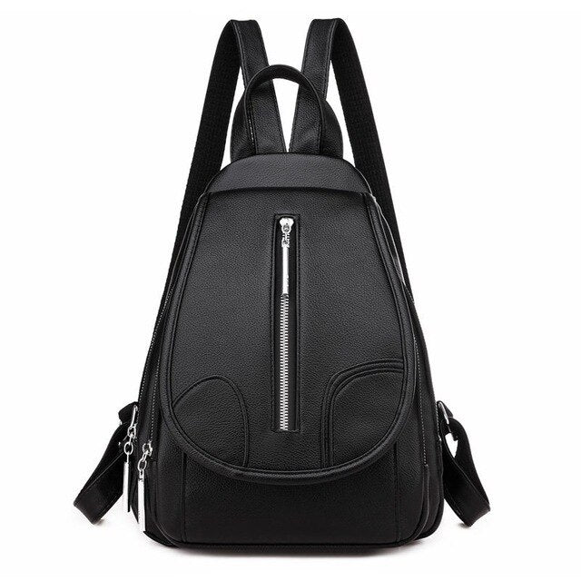 Black Leather School Bag and Backpack-Backpacks-Innovato Design-B-Innovato Design