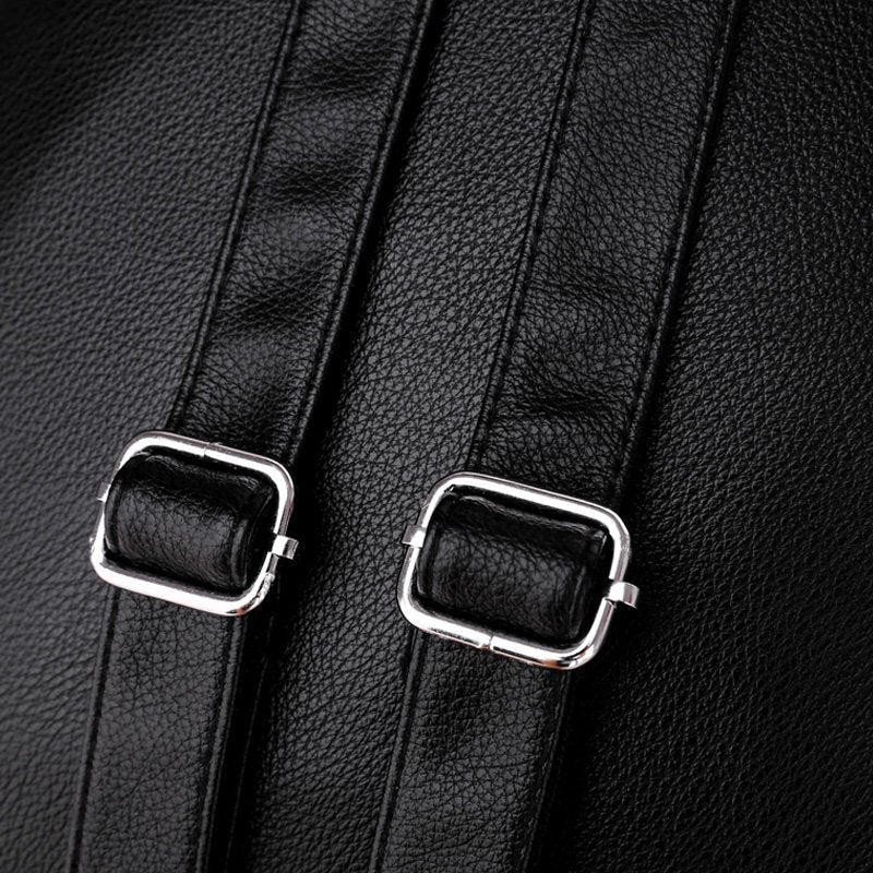 Black Leather School Bag and Backpack-Backpacks-Innovato Design-A-Innovato Design