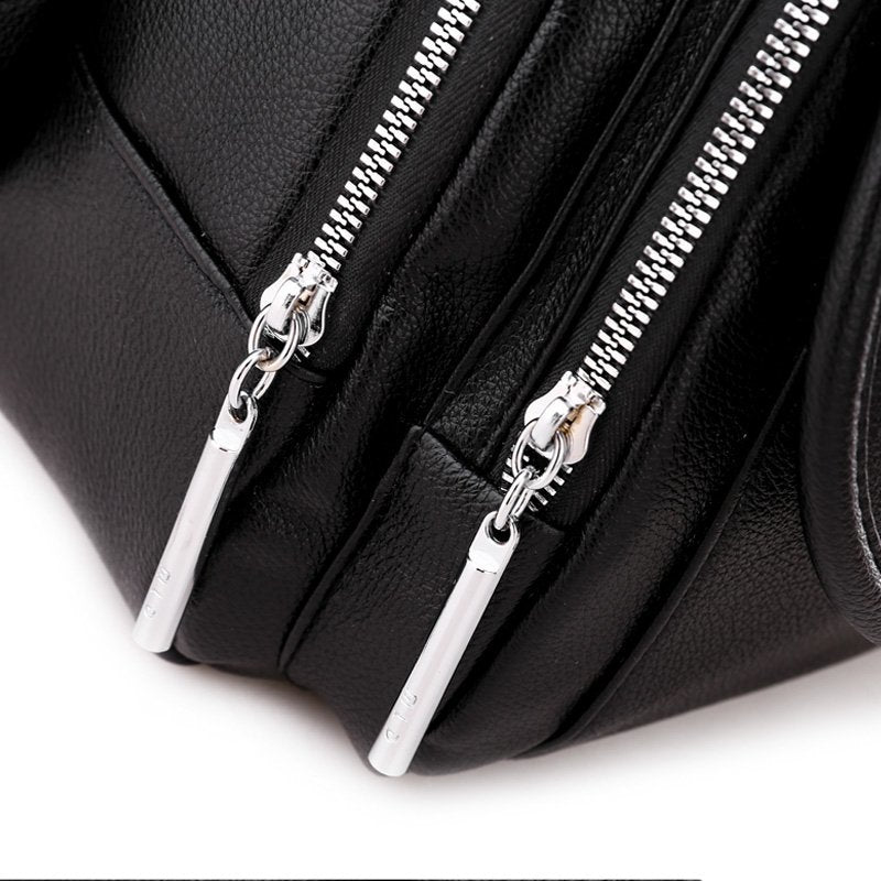 Black Leather School Bag and Backpack-Backpacks-Innovato Design-A-Innovato Design