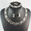 Silver-Plated Crystal Necklace, Bracelet, Earrings & Ring Wedding Statement Jewelry Set