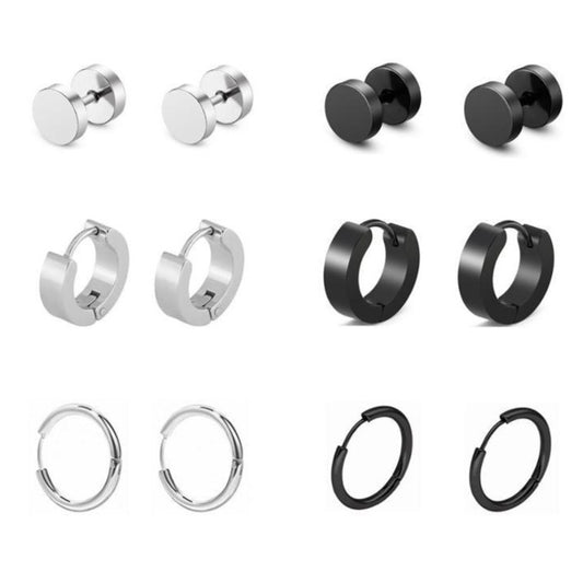 Round Black or Silver Stainless Steel Stud Earrings-Earrings-Innovato Design-Innovato Design