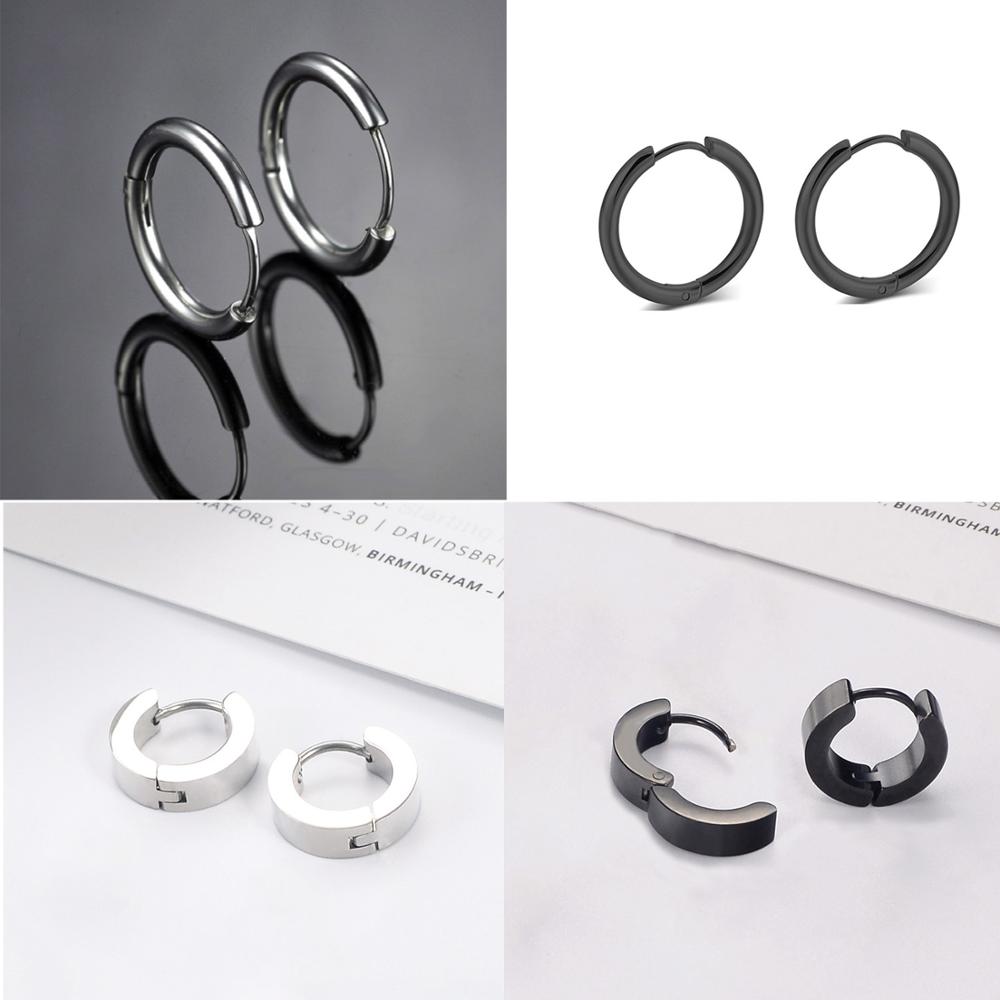 Round Black or Silver Stainless Steel Stud Earrings-Earrings-Innovato Design-Innovato Design