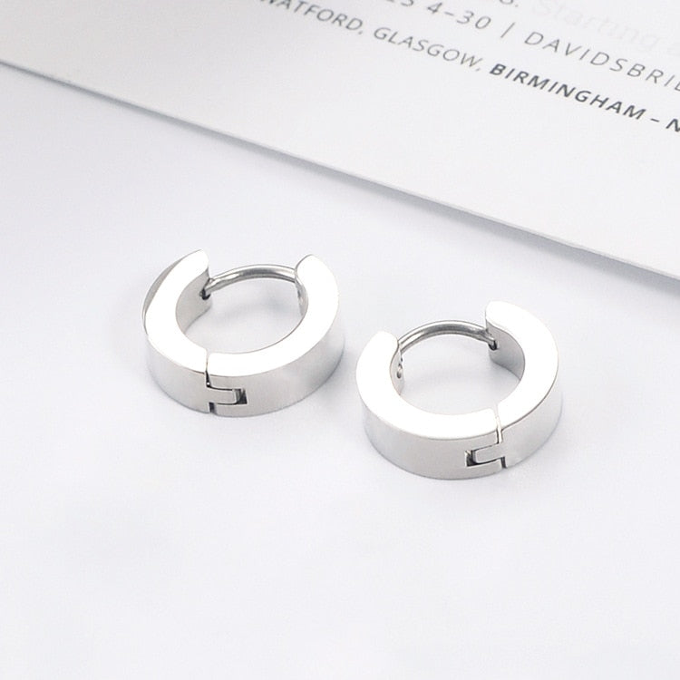 Round Black or Silver Stainless Steel Stud Earrings-Earrings-Innovato Design-Innovato Design