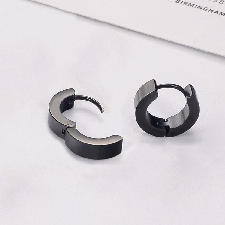 Round Black or Silver Stainless Steel Stud Earrings-Earrings-Innovato Design-Innovato Design