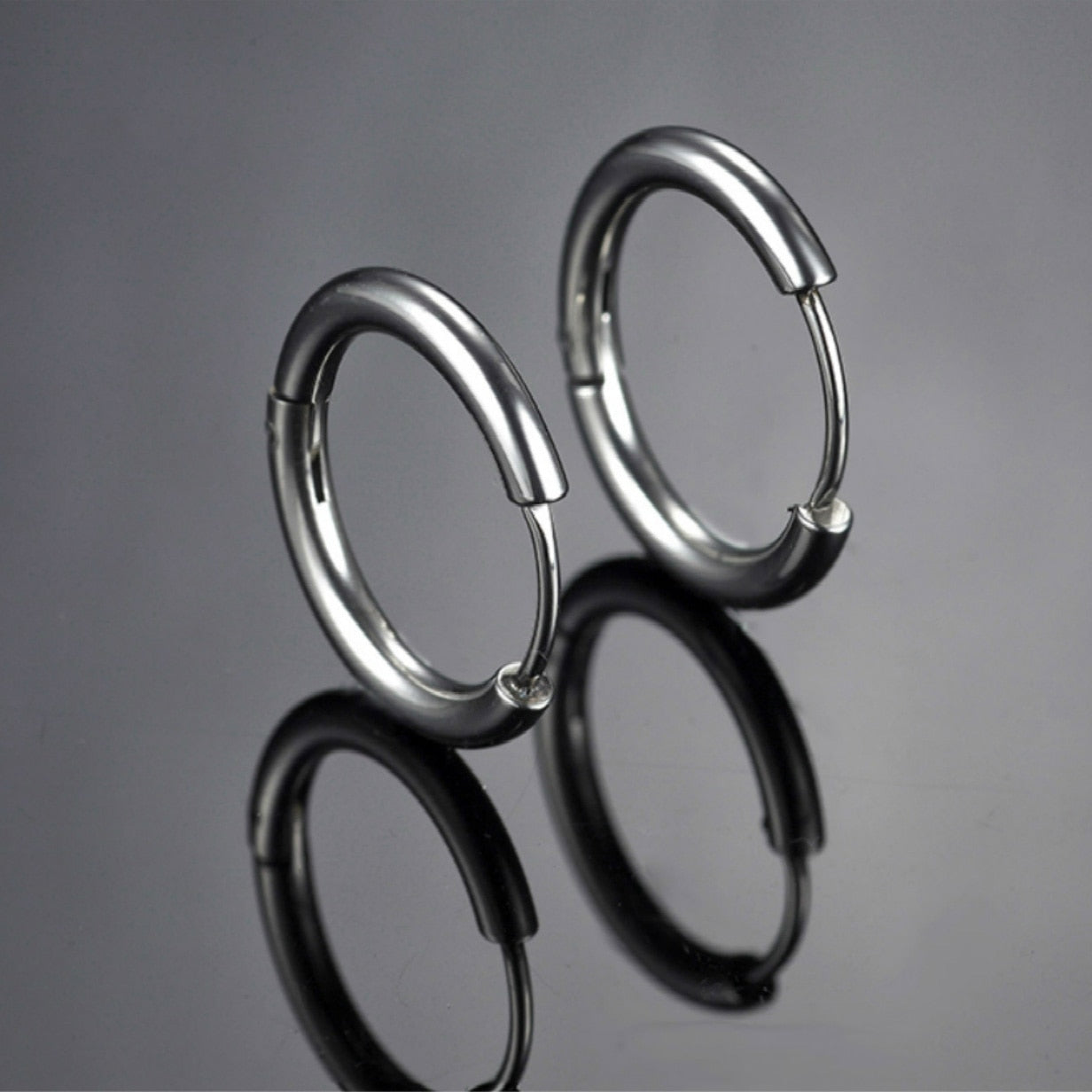 Round Black or Silver Stainless Steel Stud Earrings-Earrings-Innovato Design-Innovato Design