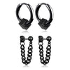 Black or Silver Hoops and Dangles Stainless Steel Hip-Hop Korean Style Earrings-Earrings-Innovato Design-Black-Innovato Design