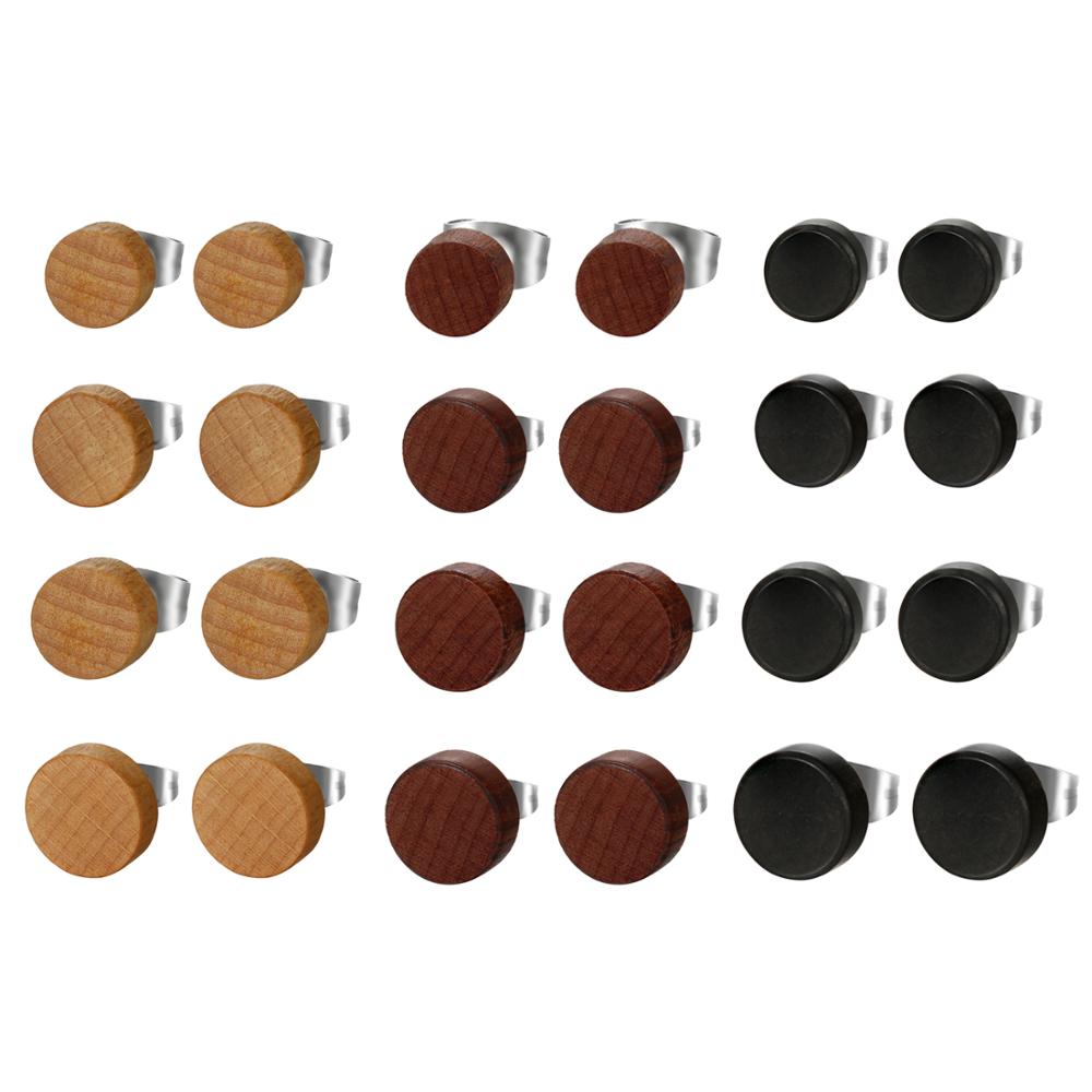 Gothic Wood Punk Rock Stud Earrings-Earrings-Innovato Design-Coffee-8MM-Innovato Design