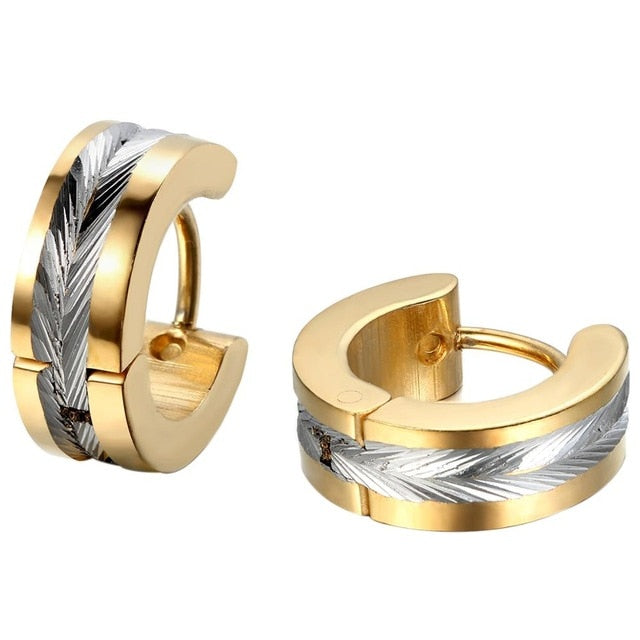 Round Stainless Steel Fashion Punk Rock Stud Earrings-Earrings-Innovato Design-Gold-Innovato Design