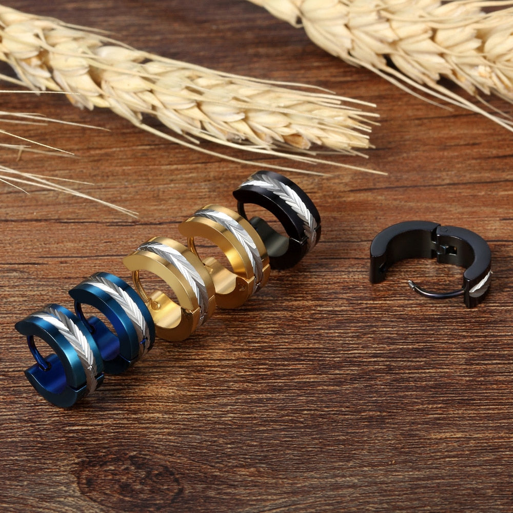 Round Stainless Steel Fashion Punk Rock Stud Earrings-Earrings-Innovato Design-Blue-Innovato Design