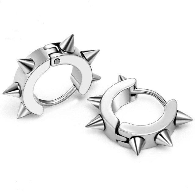 4 Pairs Spiked Rivet Round Stainless Steel Punk Stud Earrings-Earrings-Innovato Design-Innovato Design