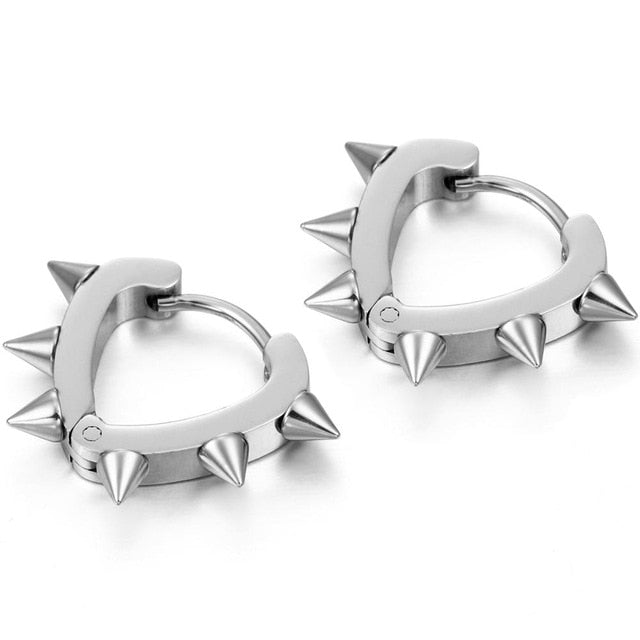 4 Pairs Spiked Rivet Round Stainless Steel Punk Stud Earrings-Earrings-Innovato Design-Innovato Design