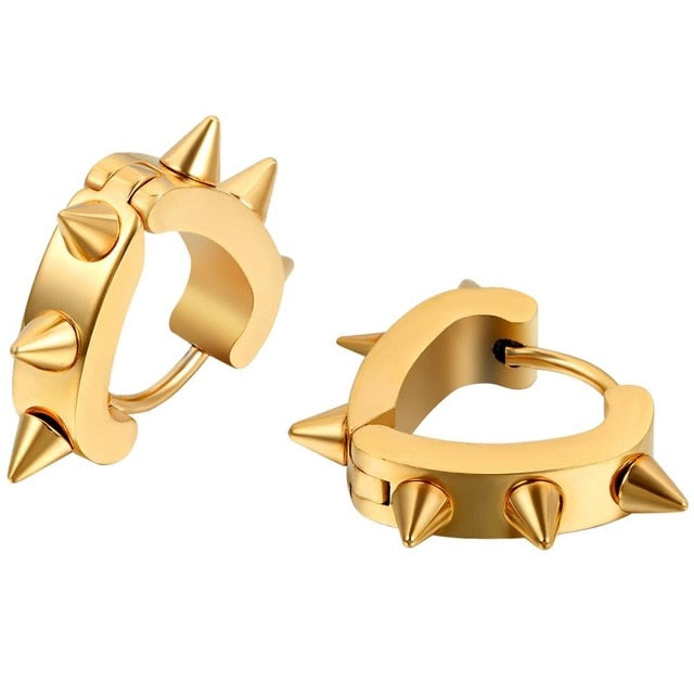 4 Pairs Spiked Rivet Round Stainless Steel Punk Stud Earrings-Earrings-Innovato Design-Innovato Design