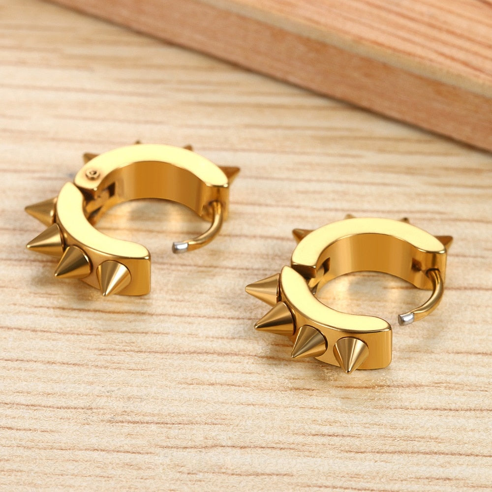 4 Pairs Spiked Rivet Round Stainless Steel Punk Stud Earrings-Earrings-Innovato Design-Innovato Design