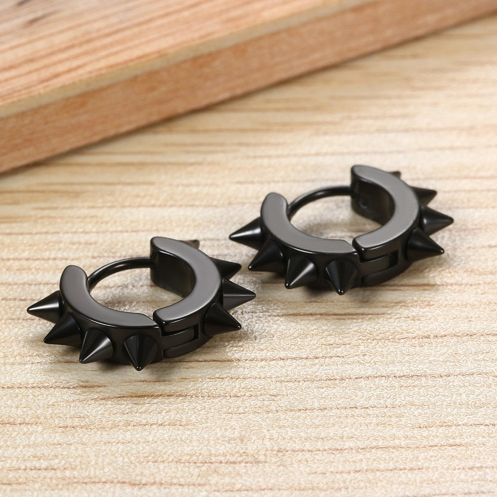 4 Pairs Spiked Rivet Round Stainless Steel Punk Stud Earrings-Earrings-Innovato Design-Innovato Design