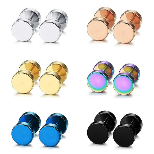 Gothic Dumbbell Stainless Steel Fashion Punk Stud Earrings-Earrings-Innovato Design-Blue-8mm-Innovato Design