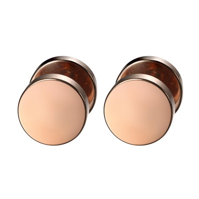 Gothic Dumbbell Stainless Steel Fashion Punk Stud Earrings-Earrings-Innovato Design-Rose Gold-8mm-Innovato Design
