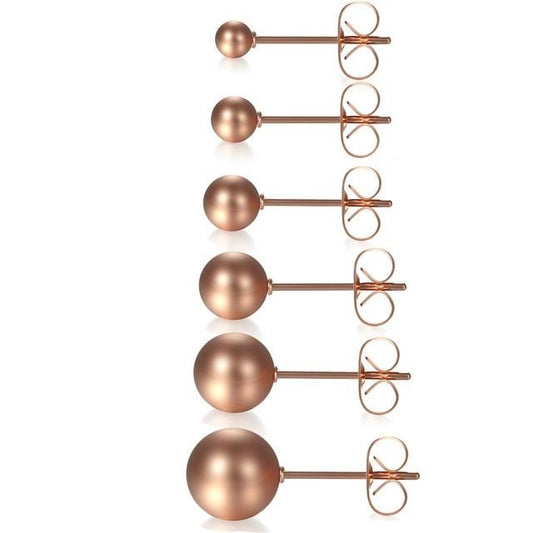 6 Pairs Ball Bead Stainless Steel Punk Stud Earrings-Earrings-Innovato Design-Rose Gold-Innovato Design