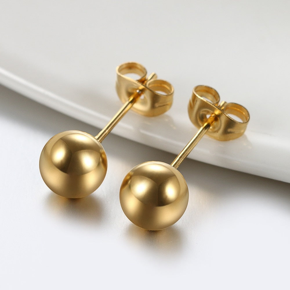 6 Pairs Ball Bead Stainless Steel Punk Stud Earrings-Earrings-Innovato Design-Rose Gold-Innovato Design
