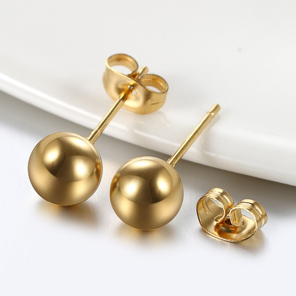 6 Pairs Ball Bead Stainless Steel Punk Stud Earrings-Earrings-Innovato Design-Rose Gold-Innovato Design
