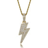 Micro-Paved Cubic-Zirconia-Studded Lightning Bling Hip-hop Pendant Necklace