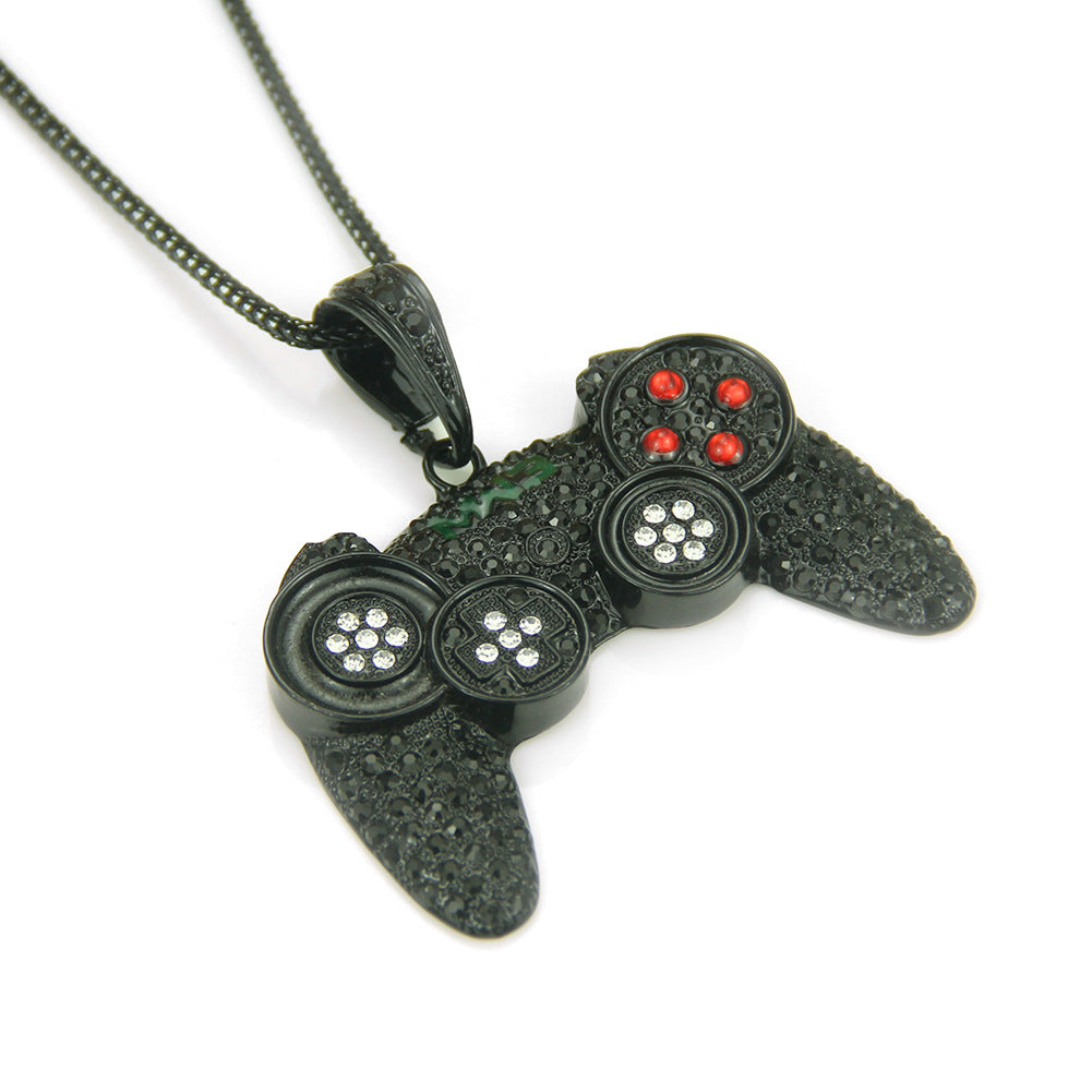 Controller Handle Crystal and Rhinestone Hip-Hop Pendant Necklace-Necklace-Innovato Design-Black-Innovato Design