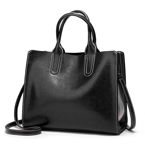 Large Luxury Leather Tote Bag, Shoulder Bag and Handbag-Handbags-Innovato Design-Light black-Innovato Design