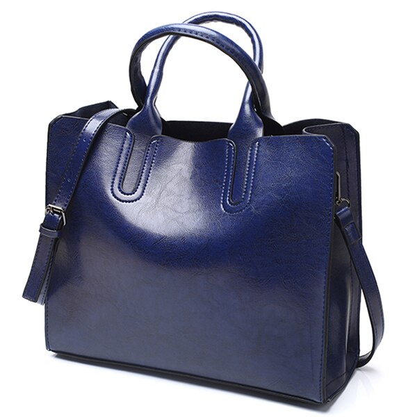 Large Luxury Leather Tote Bag, Shoulder Bag and Handbag-Handbags-Innovato Design-Blue-Innovato Design
