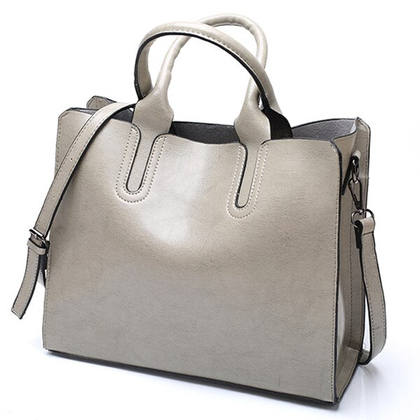 Large Luxury Leather Tote Bag, Shoulder Bag and Handbag-Handbags-Innovato Design-Gray-Innovato Design