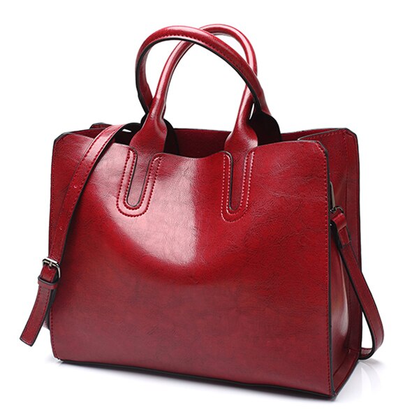 Large Luxury Leather Tote Bag, Shoulder Bag and Handbag-Handbags-Innovato Design-Burgundy-Innovato Design