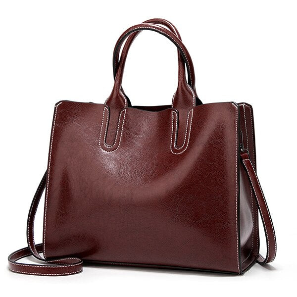 Large Luxury Leather Tote Bag, Shoulder Bag and Handbag-Handbags-Innovato Design-Light Coffee-Innovato Design