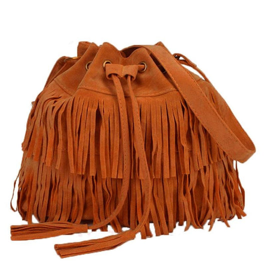 Tassels and Fringes Sling Bag, Tote Bag, Shoulder Bag, Crossbody Bag and Handbag-Handbags-Innovato Design-Khaki-Innovato Design