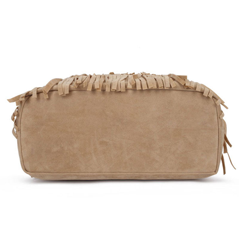 Tassels and Fringes Sling Bag, Tote Bag, Shoulder Bag, Crossbody Bag and Handbag-Handbags-Innovato Design-Khaki-Innovato Design