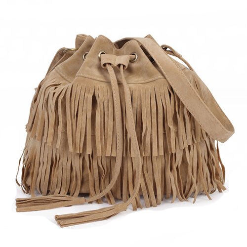 Tassels and Fringes Sling Bag, Tote Bag, Shoulder Bag, Crossbody Bag and Handbag-Handbags-Innovato Design-Khaki-Innovato Design