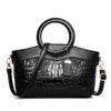 Luxury Designer Crocodile Leather Tote Bag, Shoulder Bag and Handbag-Handbags-Innovato Design-Black-Innovato Design