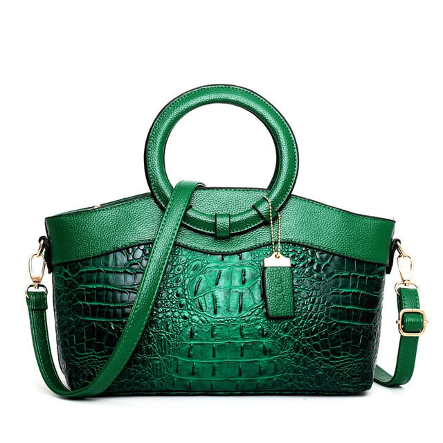 Luxury Designer Crocodile Leather Tote Bag, Shoulder Bag and Handbag-Handbags-Innovato Design-Green-Innovato Design